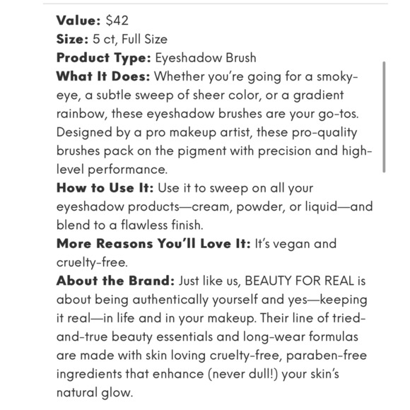 Beauty For Real Perfect Precision 1- Brush Set  5 ct - NEW - Picture 4 of 5